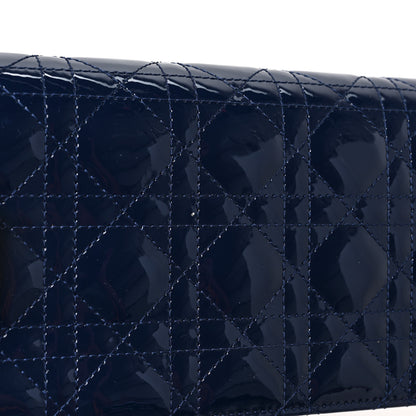 Christian Dior Patent Cannage Lady Dior Convertible Clutch Navy 10 of 10