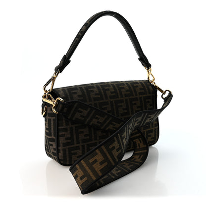 Fendi Fabric Jacquard FF 1974 Medium Baguette Tobacco Moro Black 3 of 10
