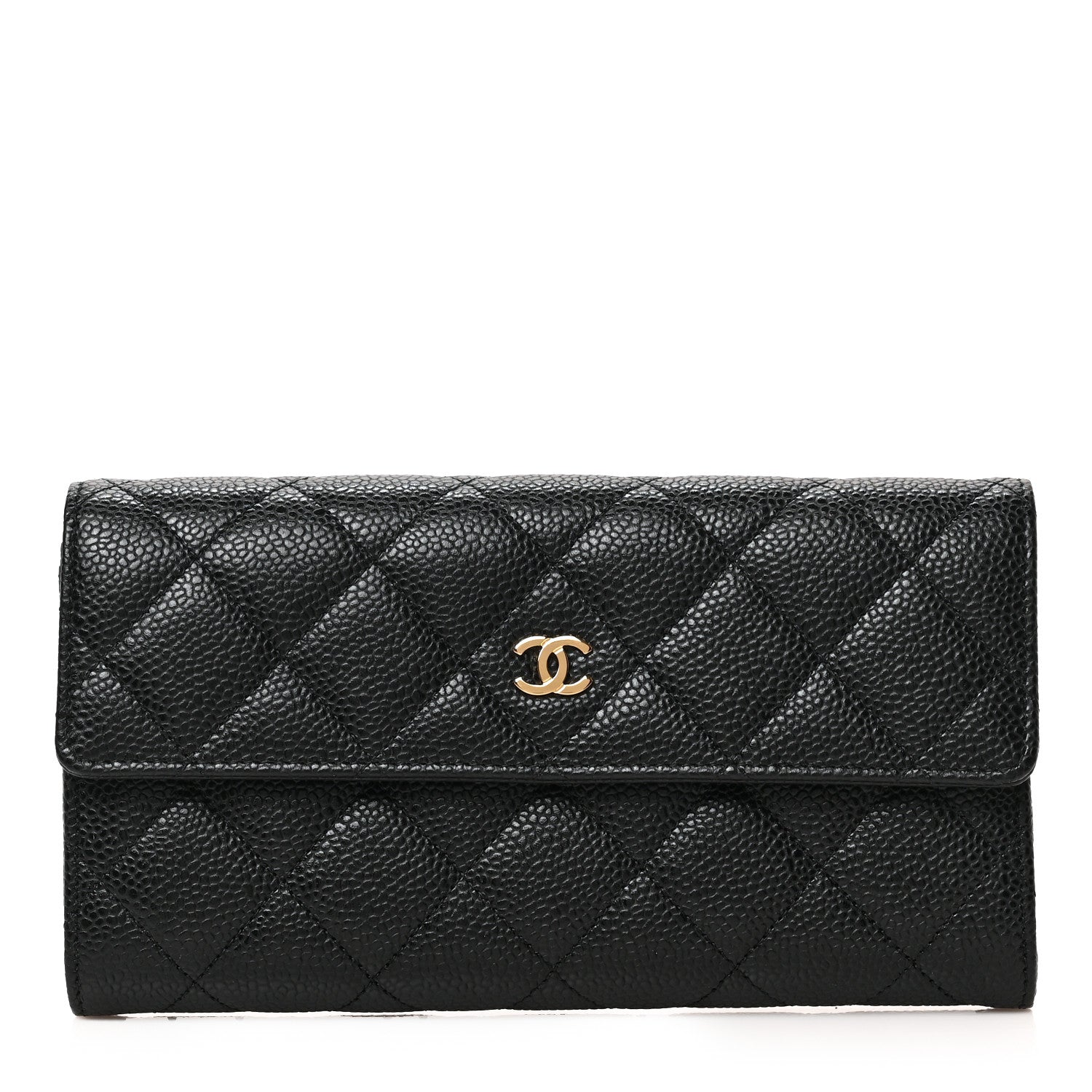 Chanel Caviar Quilted Large Gusset Flap Wallet Black 1 of 8