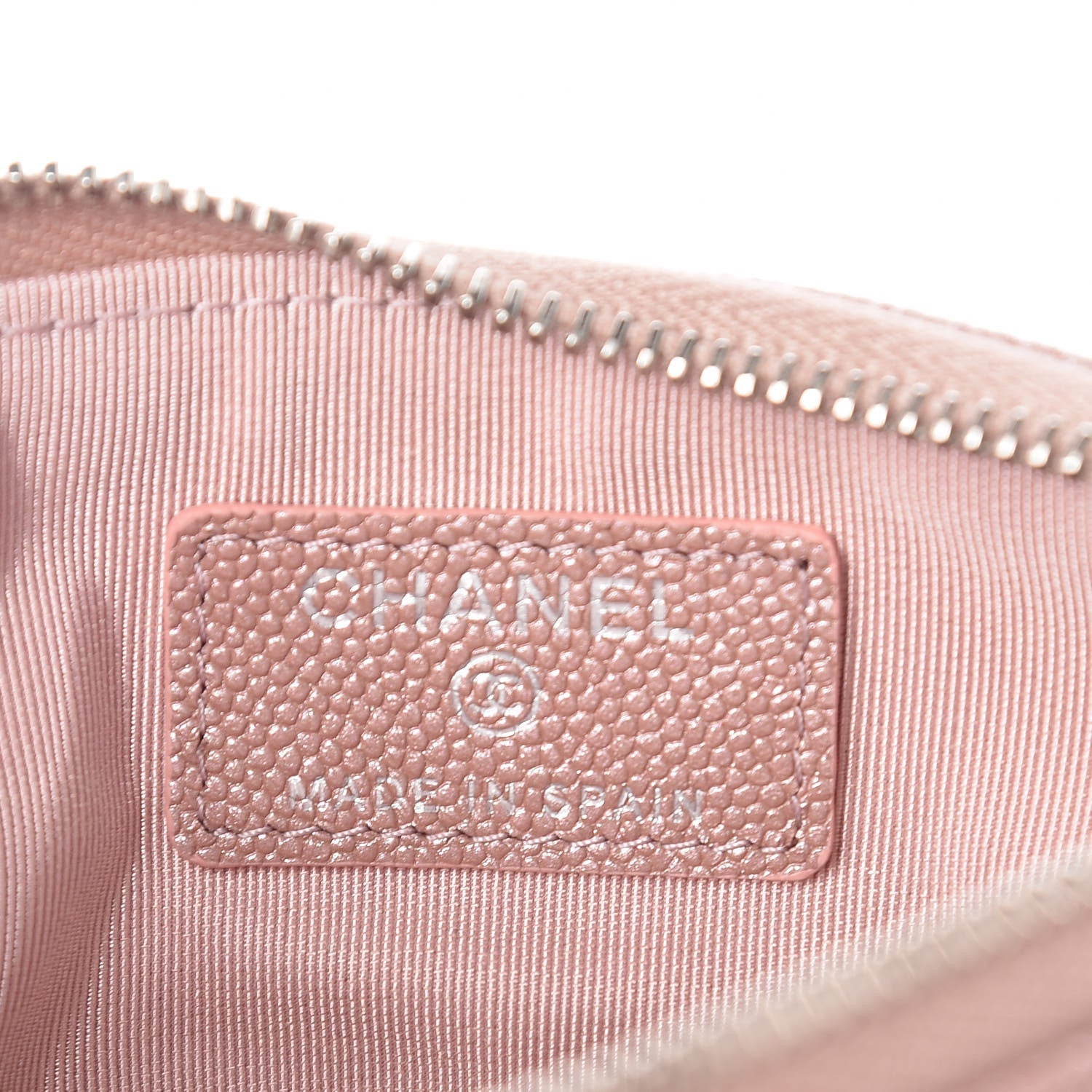 Chanel Metallic Caviar Chevron Quilted Small Vintage Mademoiselle Cosmetic Case Pink 6 of 8