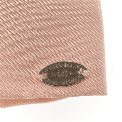 Chanel Silk Bow Logo Hair Clip Light Pink Black 4 of 5