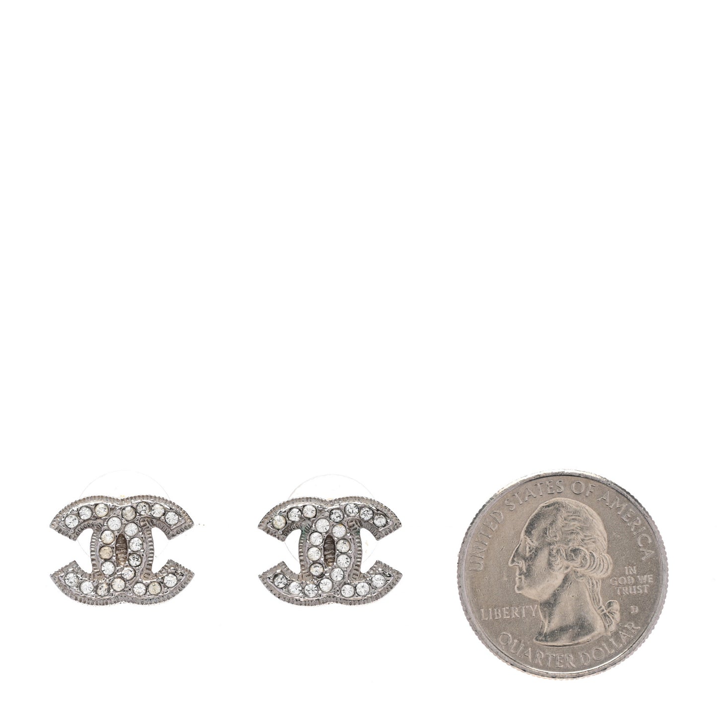 Crystal Mini CC Earrings Silver