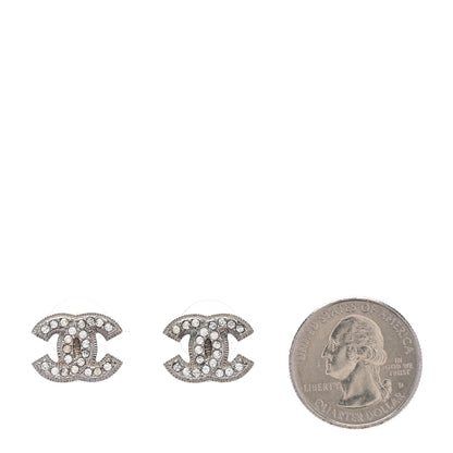 Chanel Crystal Mini CC Earrings Silver 2 of 4