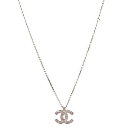 Chanel Resin Crystal Pearl Tweed Effect CC Necklace Gold Pink 1 of 5