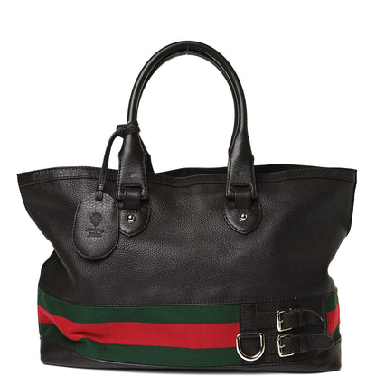 Gucci Calfskin Large Web Heritage Tote Dark Brown 9 of 28