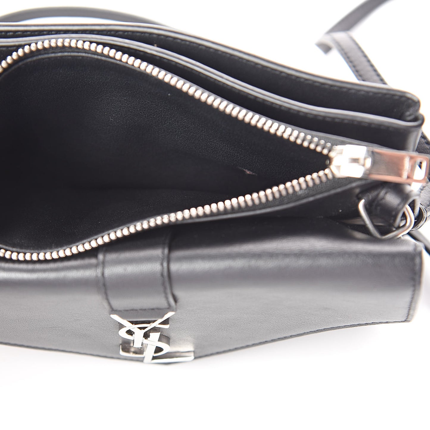 Calfskin Monogram Tri Pocket Crossbody Bag Black