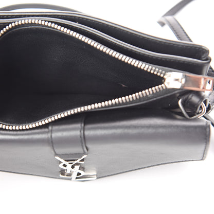Saint Laurent Calfskin Monogram Tri Pocket Crossbody Bag Black 6 of 10