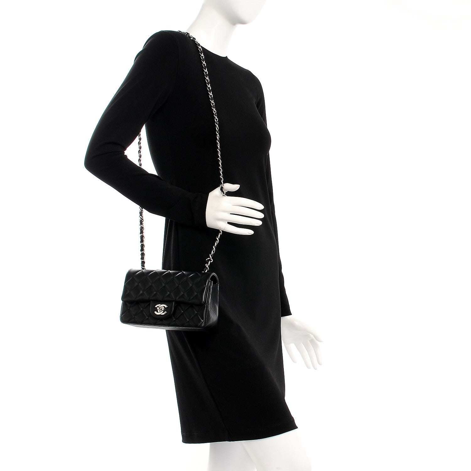 Chanel Lambskin Quilted Mini Rectangular Flap Black 2 of 8