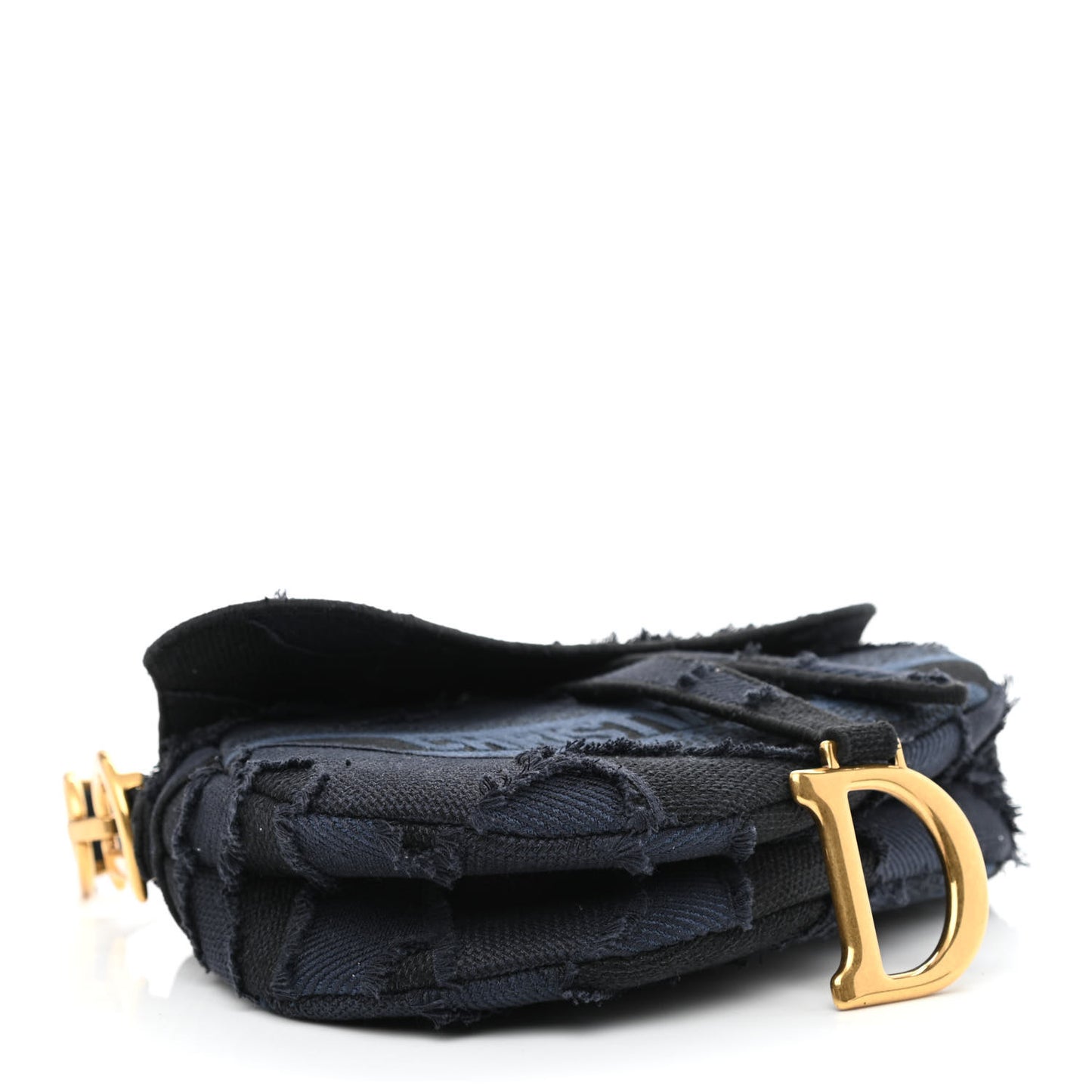 Canvas Embroidered Camouflage Saddle Bag Blue
