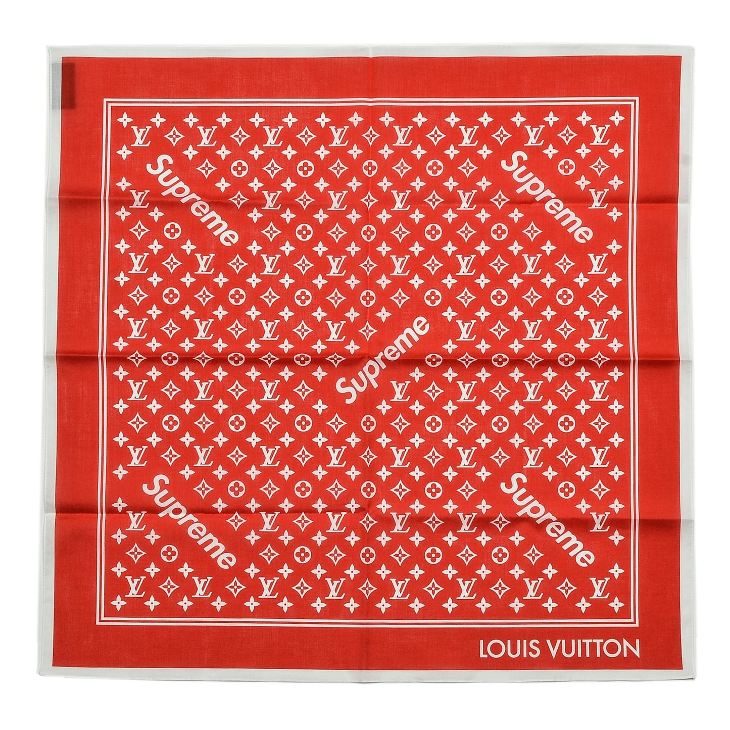 X SUPREME Cotton Monogram Bandana Scarf Red