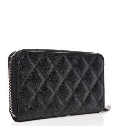 Chanel Iridescent Caviar Quilted Medium Zip Around Wallet Black 3 of 9