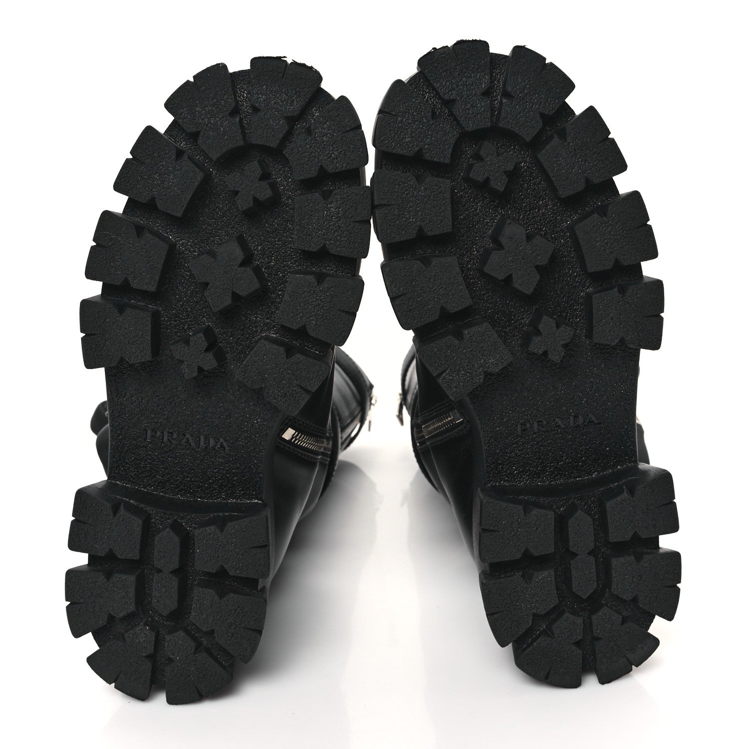 Prada Spazzolato Rois Re-Nylon Metal Triangle Logo Monolith Pouch Pocket 55mm Tall Combat Boots 40 Black 5 of 9