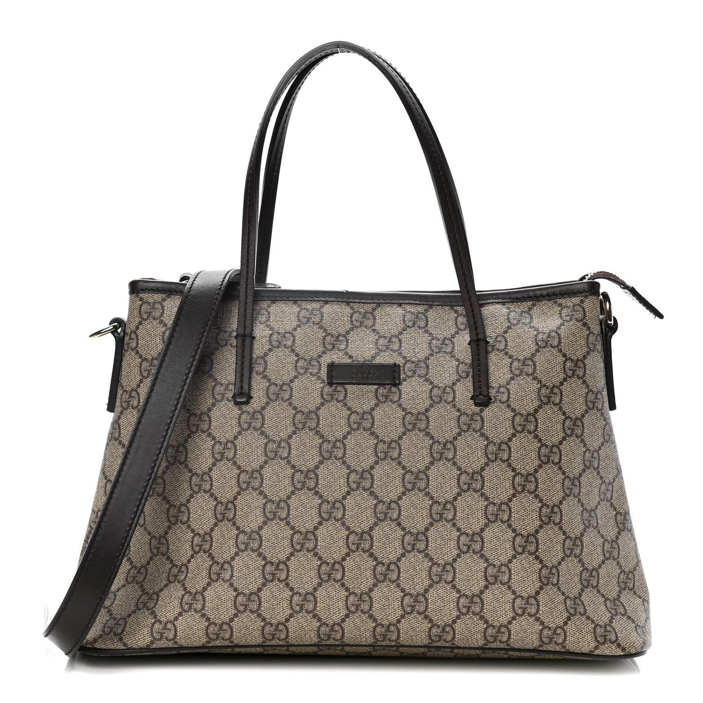 GG Supreme Monogram Small Zippered Tote Dark Brown