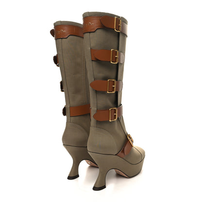 Christian Dior Technical Fabric Calfskin Diorevolt High Boots 36.5 Golden Saddle 4 of 9