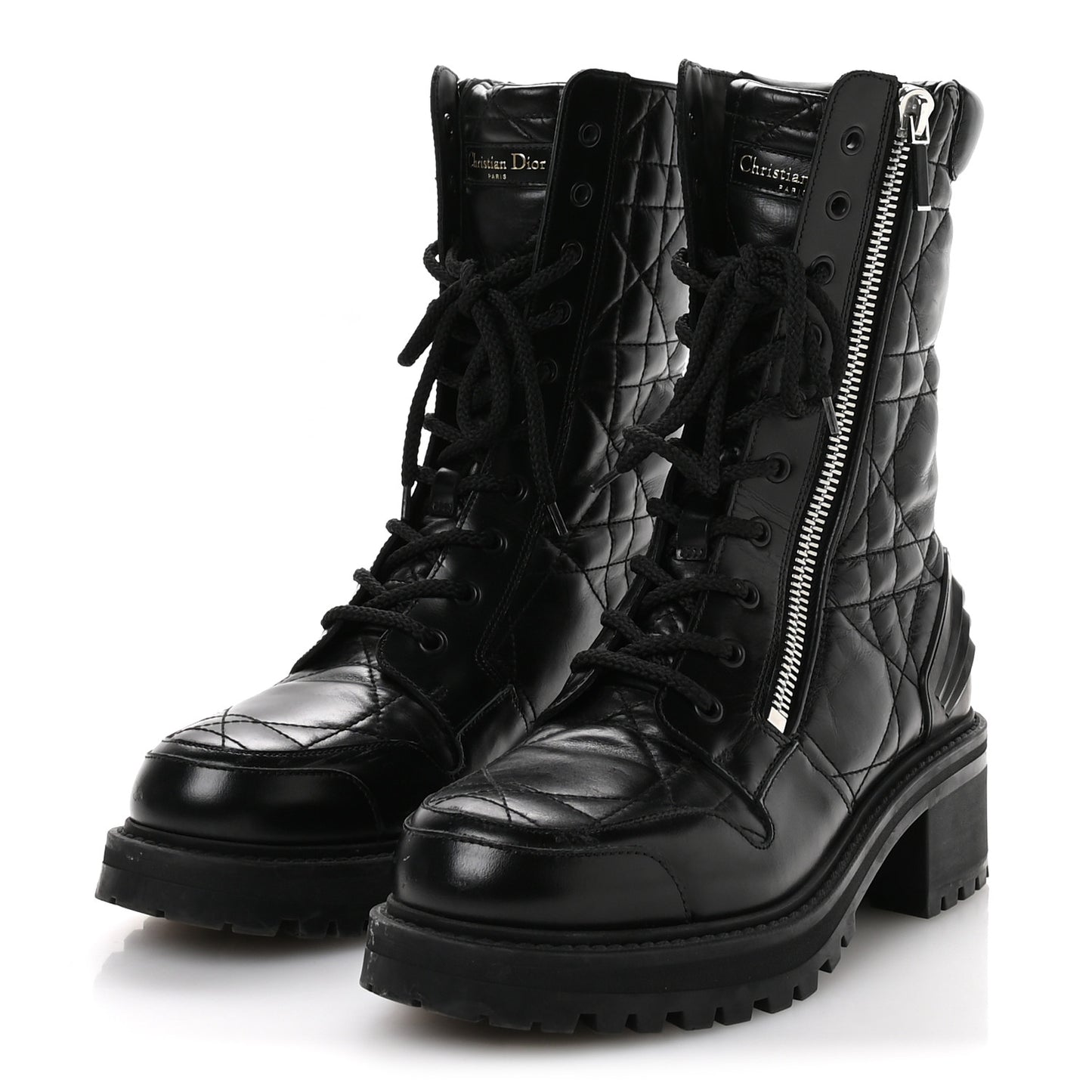 Calfskin Cannage D-Leader Ankle Boots 39.5 Black