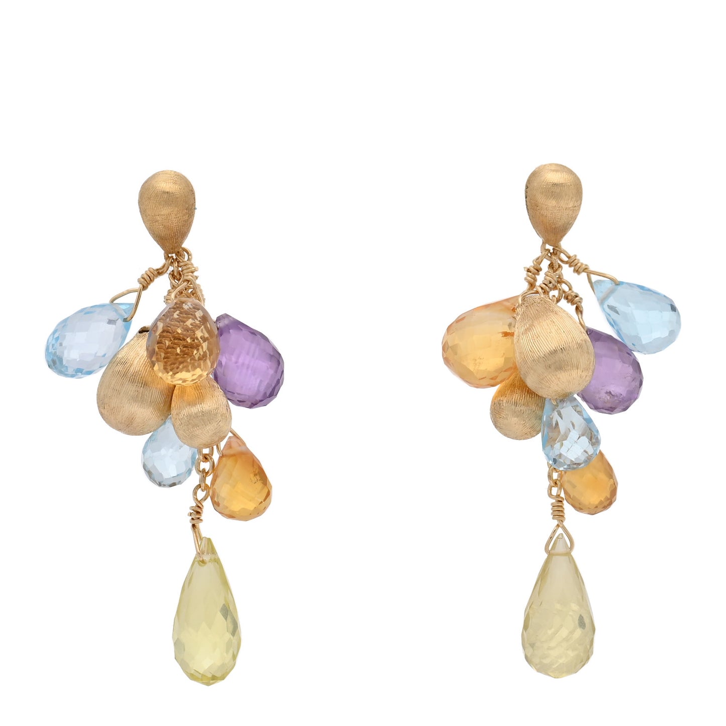 18K Yellow Gold Multi Gemstone Paradise Drop Earrings
