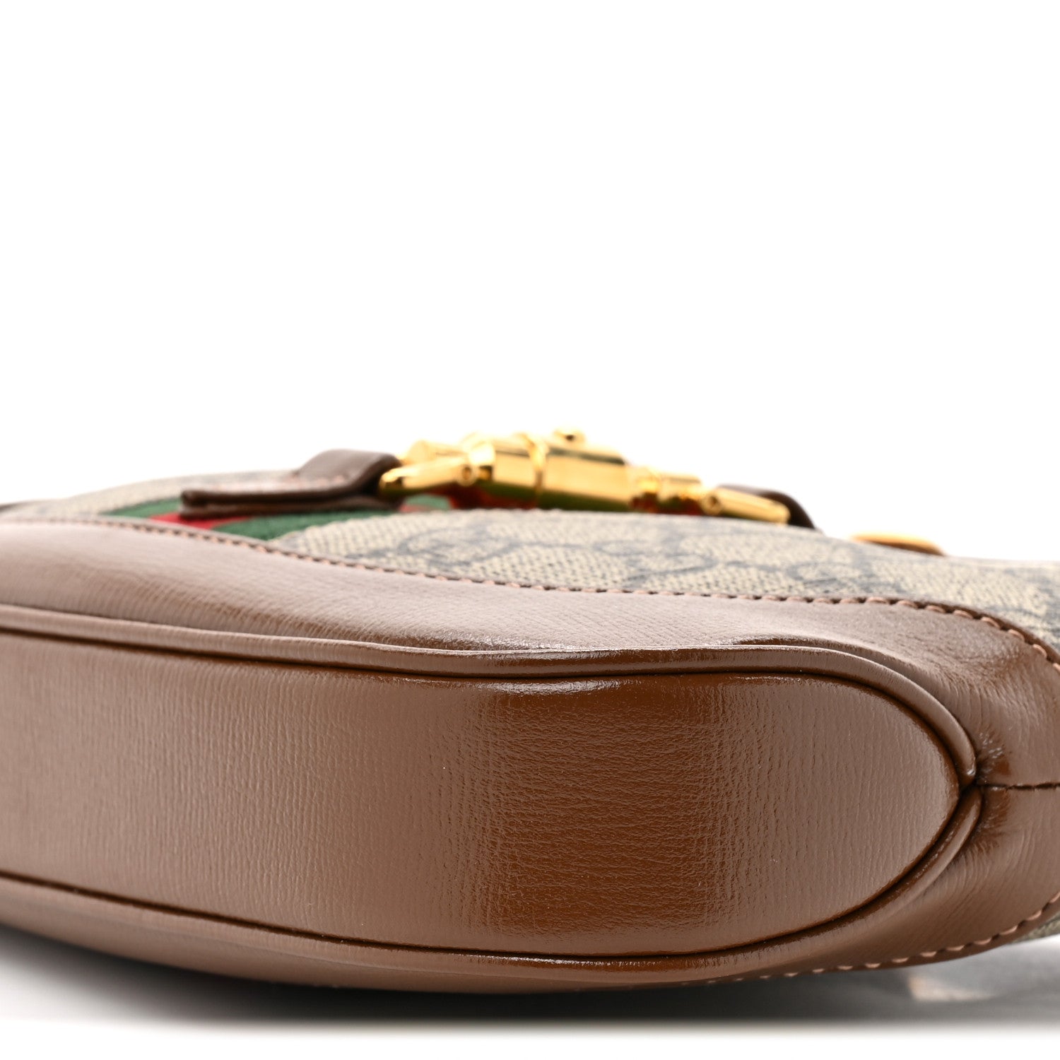 Gucci GG Supreme Monogram Azalea Calfskin Web Mini Jackie 1961 Hobo Beige Ebony Brown Sugar 9 of 10