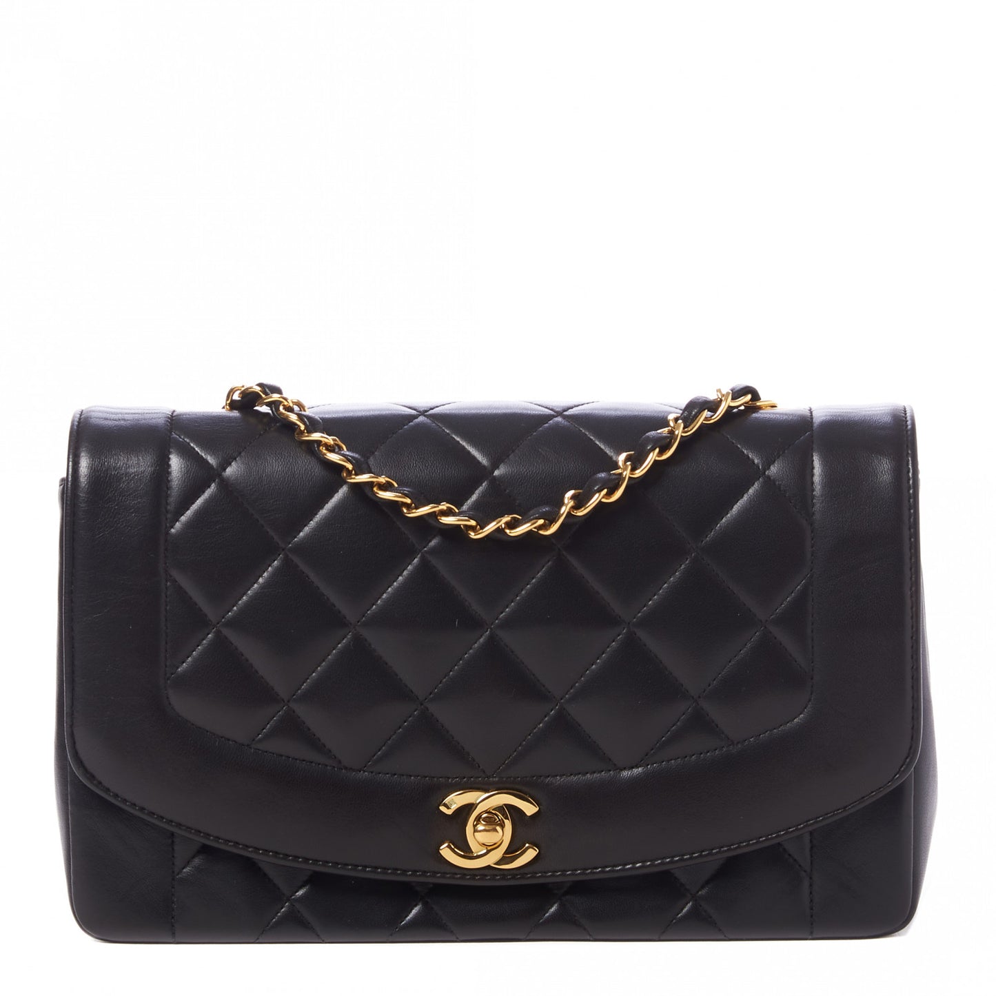 Lambskin Quilted Medium Single Flap Black