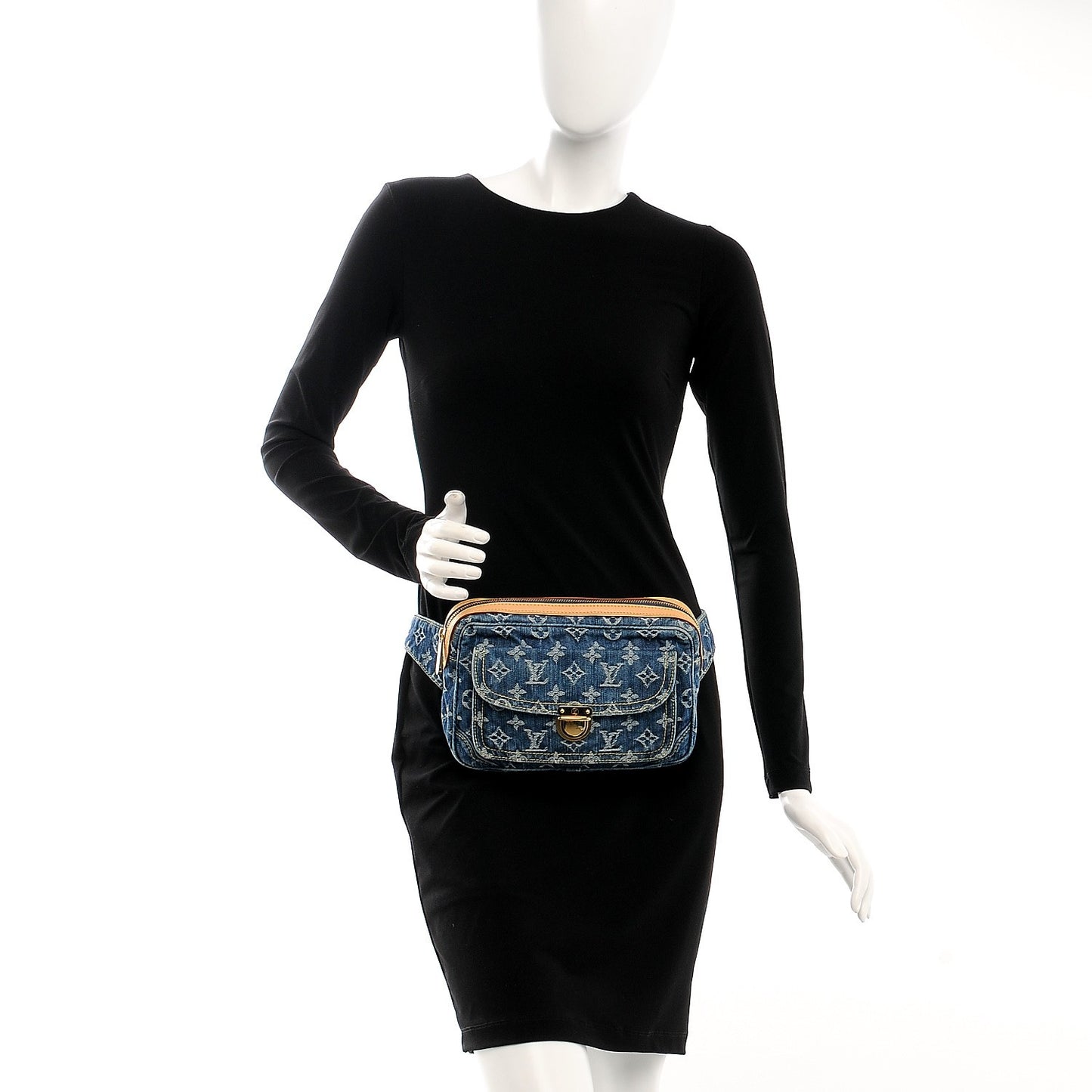 Monogram Denim Bum Bag Blue