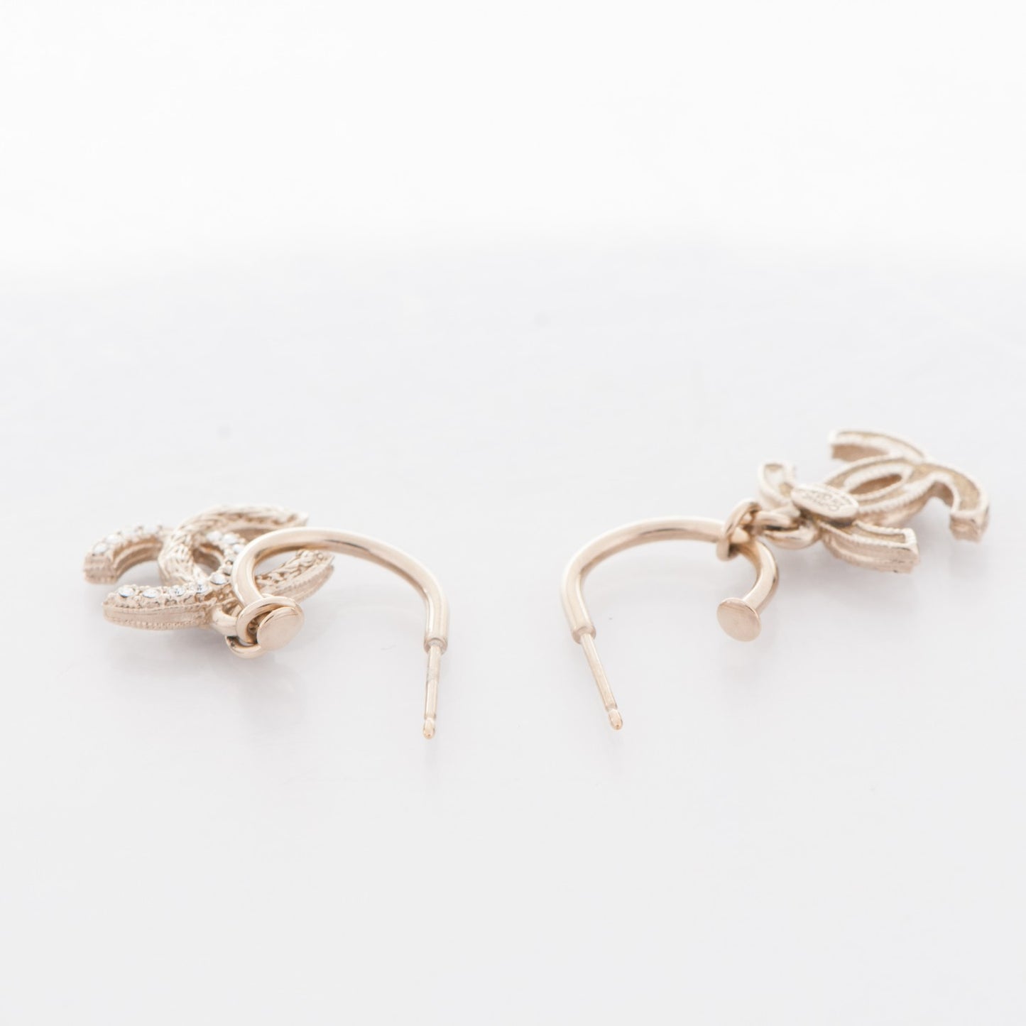 Crystal CC Drop Earrings Gold