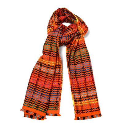 Hermes Cashmere Madras Pixel Stole Orange Multicolore 1 of 4