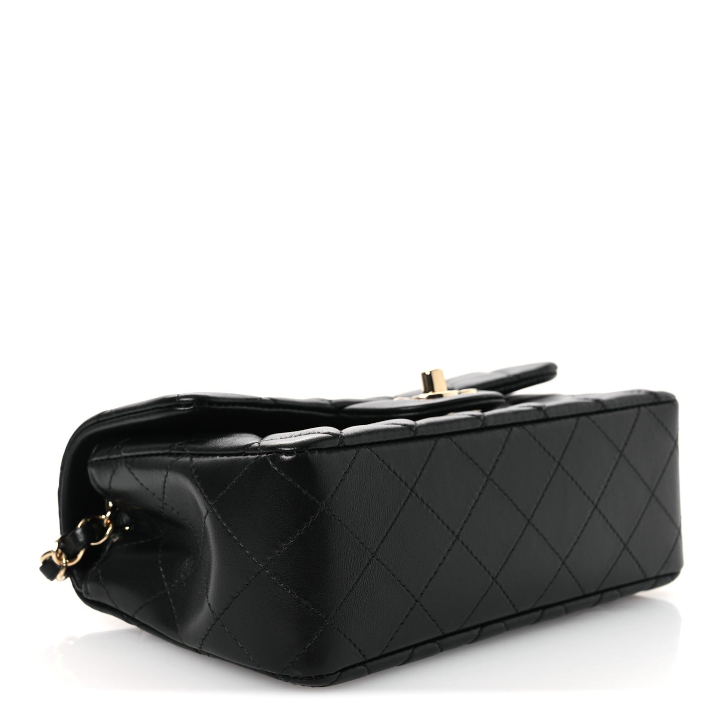 Lambskin Quilted Mini Rectangular Flap Black