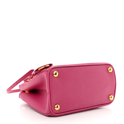 Prada Saffiano Lux Micro Galleria Double Zip Tote Peonia 4 of 11