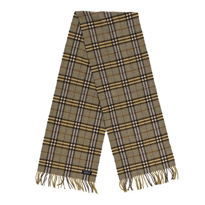 Burberry Lambswool Check Fringe Scarf Green 2 of 3