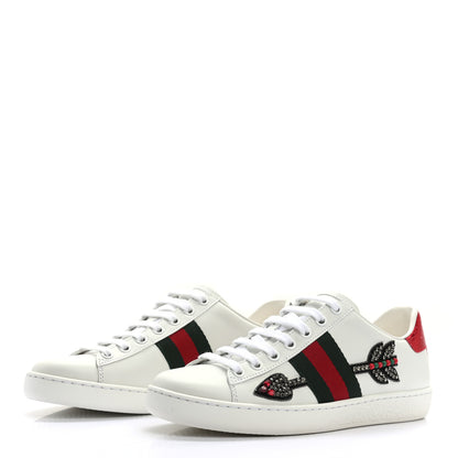 Gucci Calfskin Web Studded Womens Arrow Ace Sneakers 35 White 3 of 8