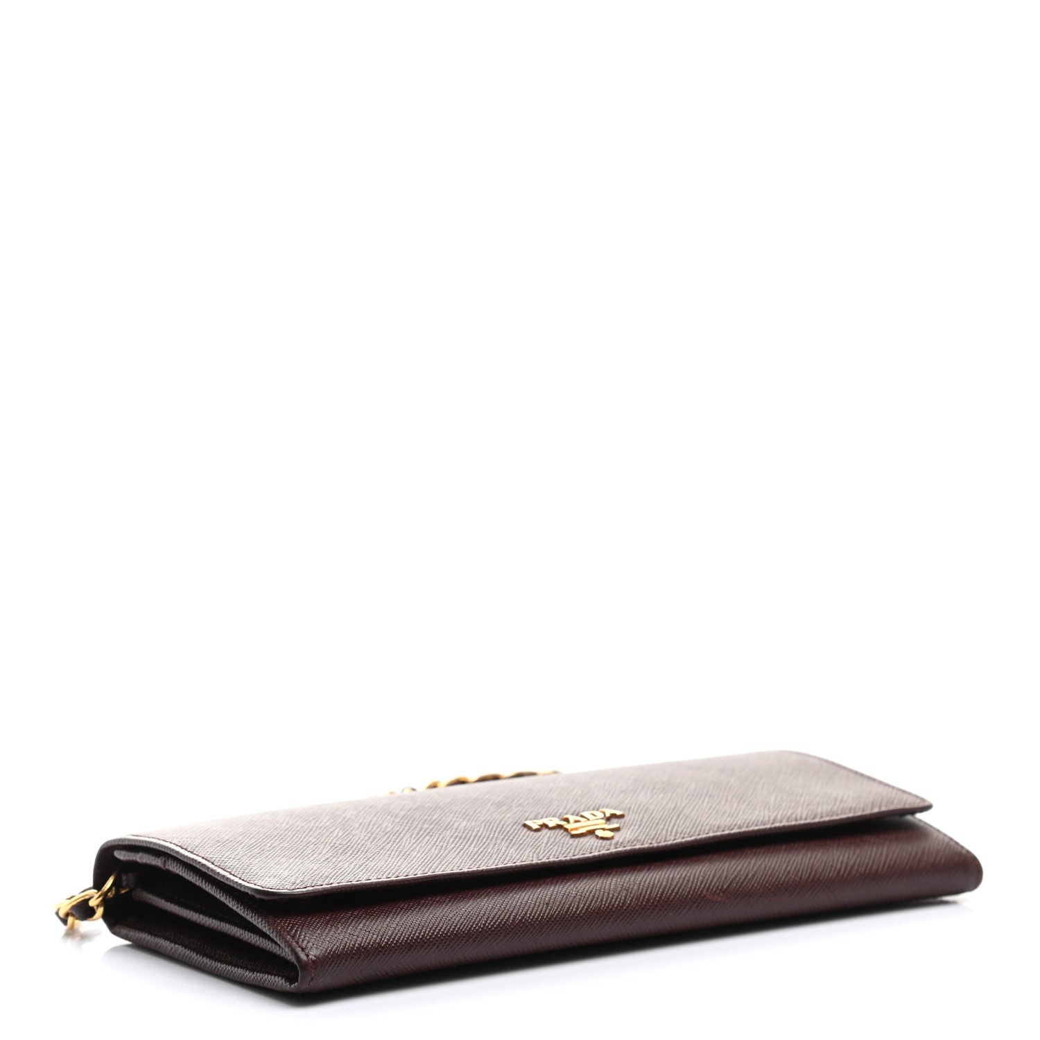 Prada Saffiano Metal Oro Chain Wallet Granato 4 of 11