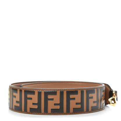 Fendi Calfskin FF 1974 Embossed Strap You Tobacco Black 2 of 4