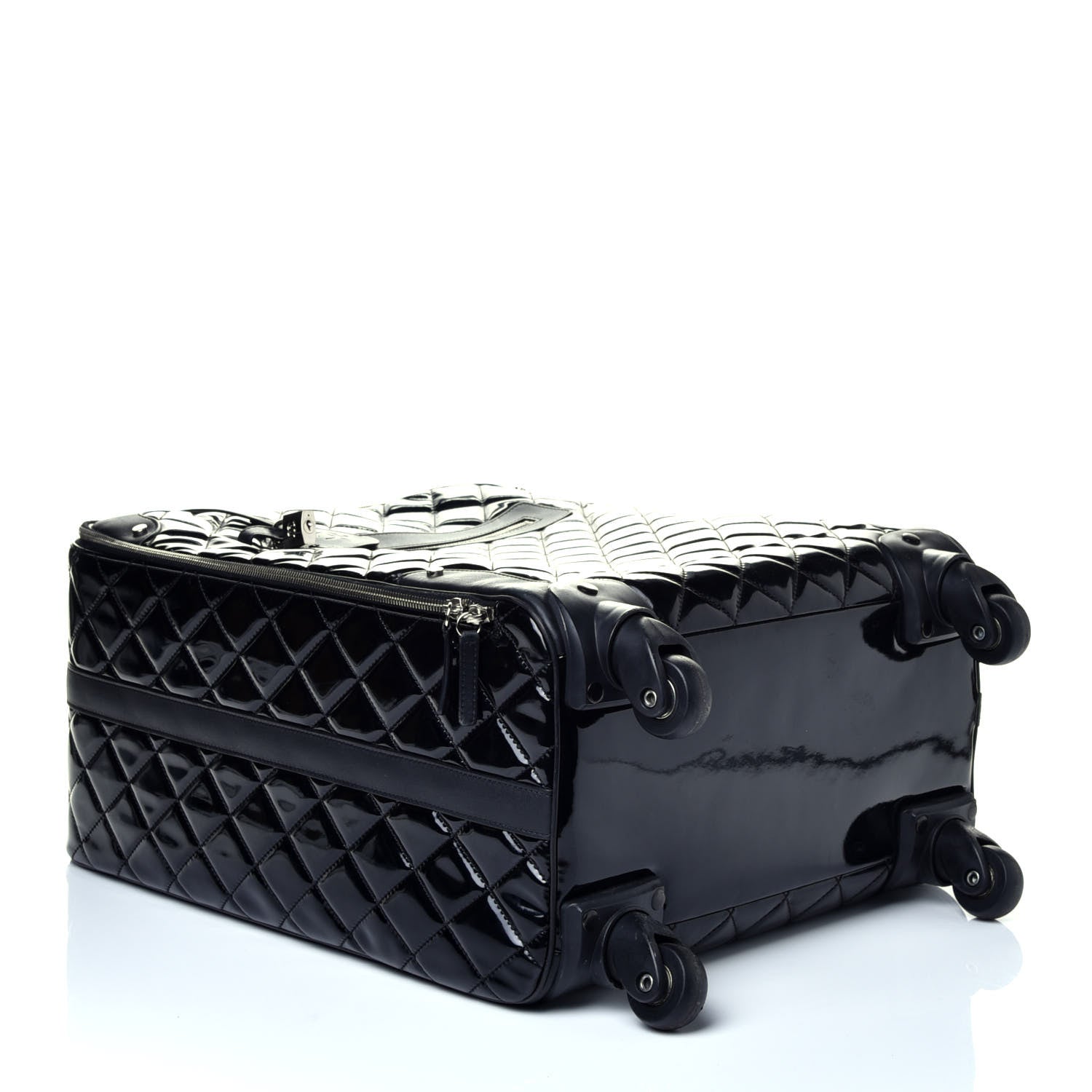 Chanel Vinyl Calfskin Quilted Trolley Rolling Luggage Black 3 of 8