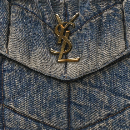 Saint Laurent Denim Quilted Small Loulou Puffer Monogram Chain Satchel Rodeo Blue 9 of 12