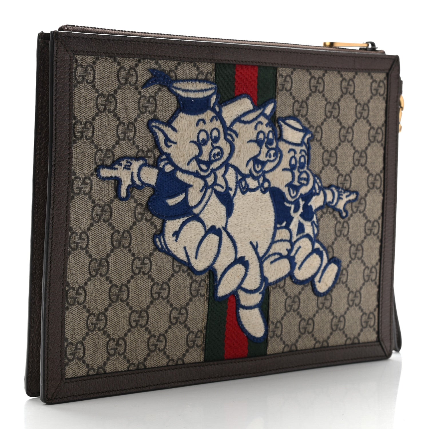 Gucci X DISNEY GG Supreme Monogram Web Three Little Pigs Ophidia Documents Holder Beige New Acero 3 of 9