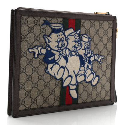 Gucci X DISNEY GG Supreme Monogram Web Three Little Pigs Ophidia Documents Holder Beige New Acero 3 of 9