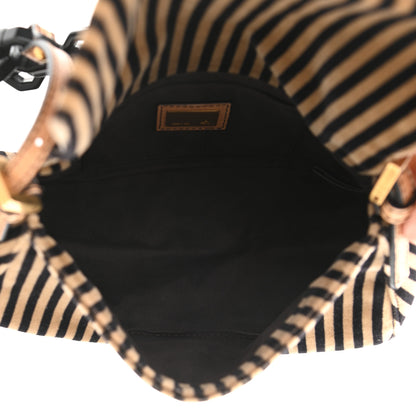 Fendi Velvet Striped Mini Mama Black Beige 5 of 12