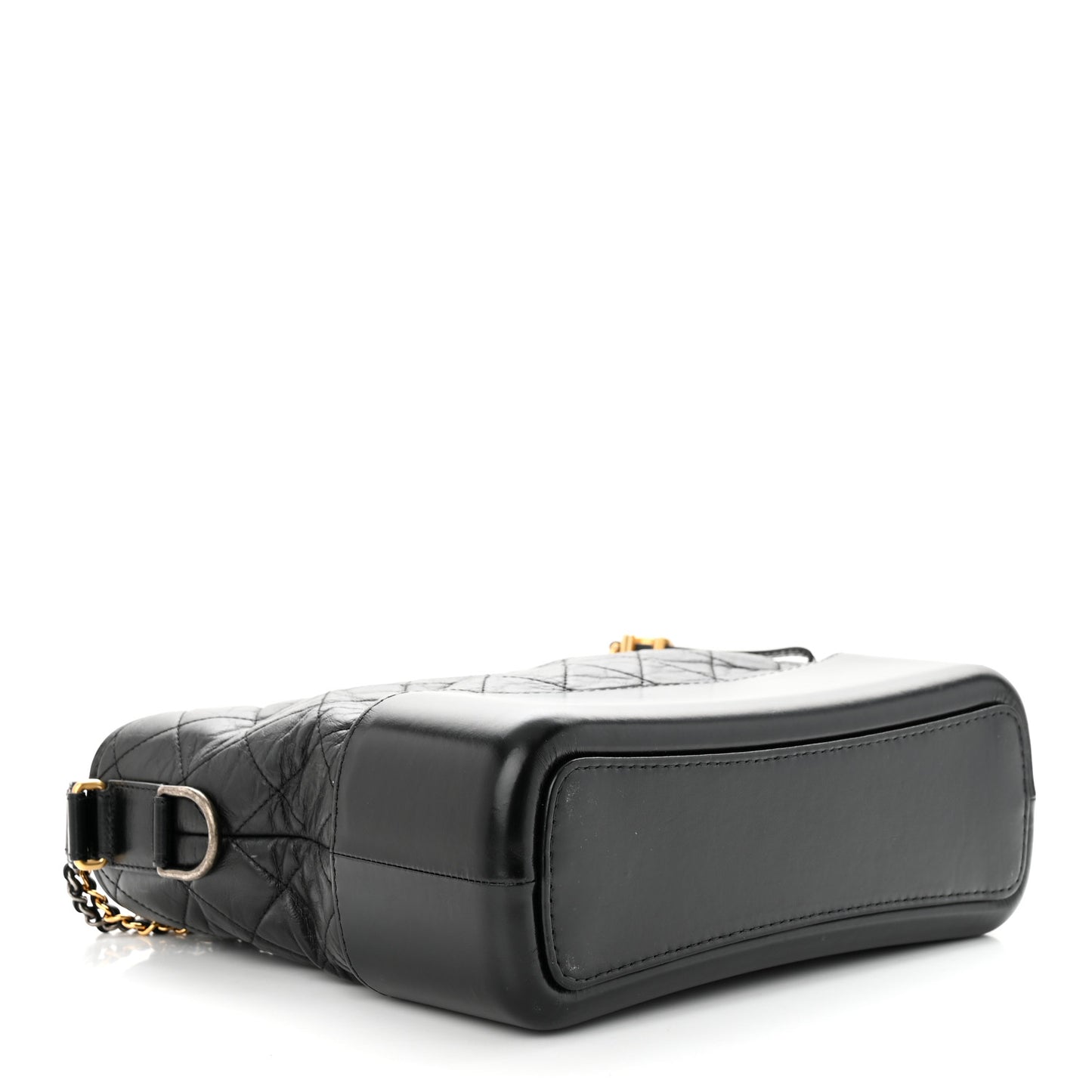 Aged Calfskin Quilted Medium Gabrielle Hobo Black