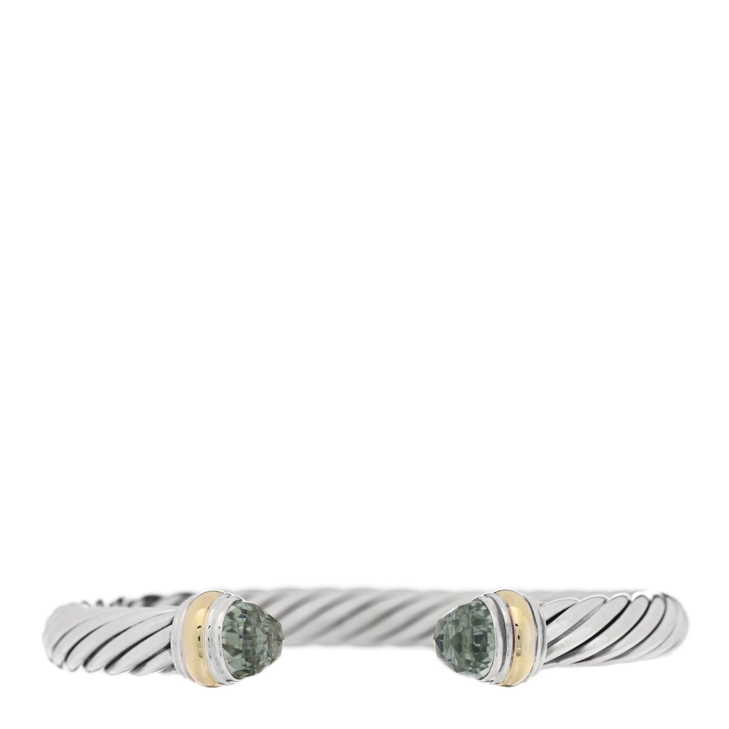Sterling Silver 14K Yellow Gold Prasiolite 7mm Cable Classics Bracelet