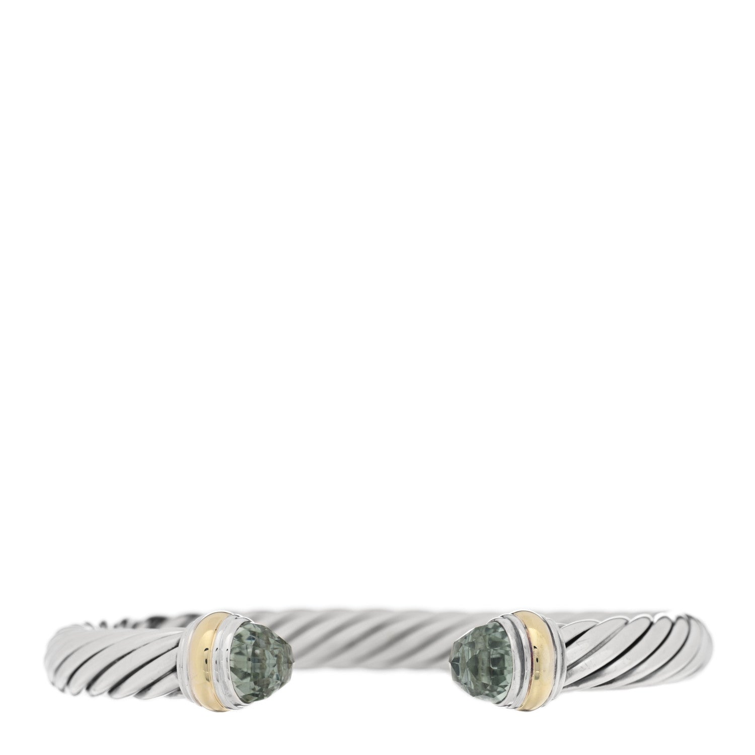 David Yurman Sterling Silver 14K Yellow Gold Prasiolite 7mm Cable Classics Bracelet 1 of 3