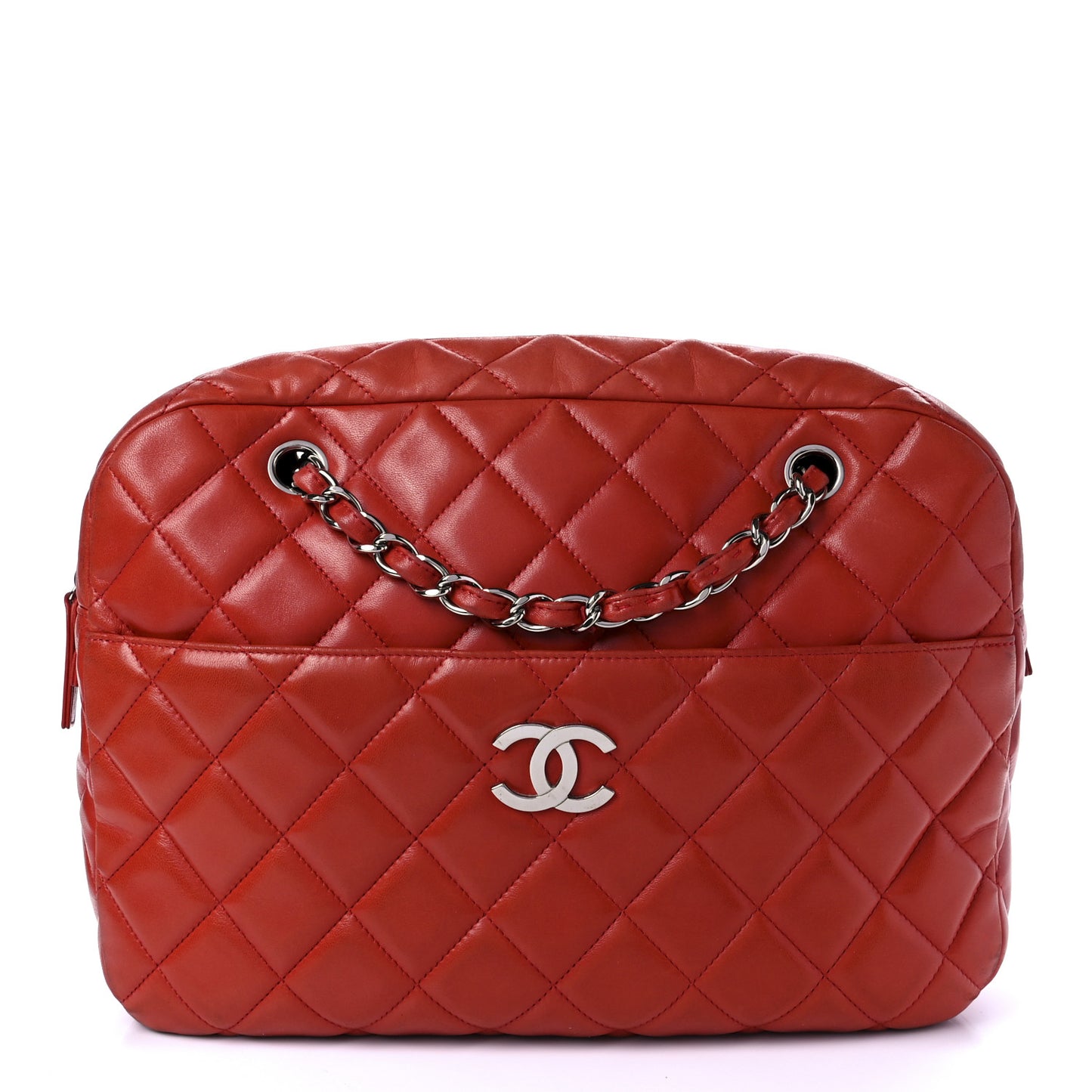 Lambskin Quilted Camera Case Red