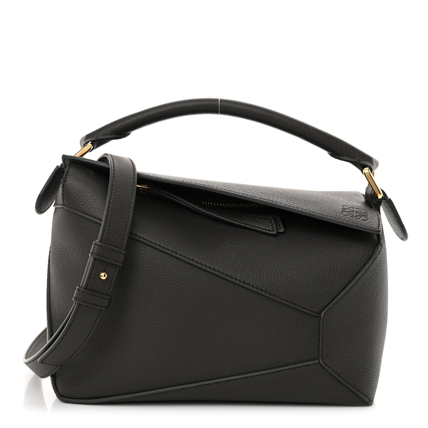 Soft Grained Calfskin Small Puzzle Edge Bag Dark Grey