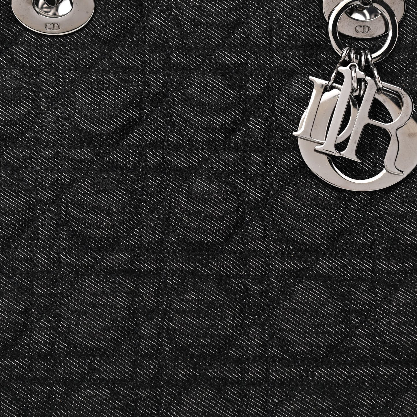 Denim Cannage Large Lady Dior Black