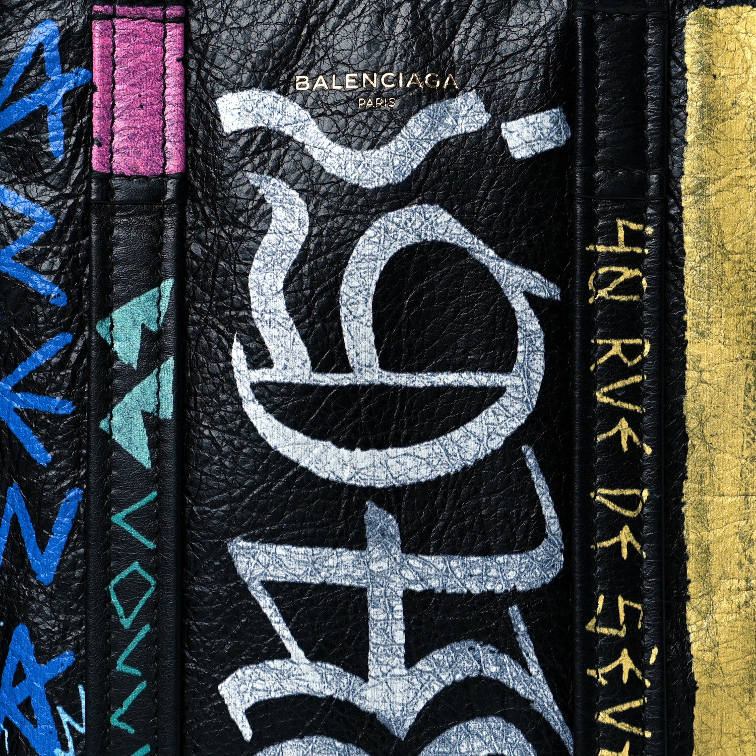 Balenciaga Agneau Arena Graffiti All Over XS Bazar Shopper Tote Black Multicolor 8 of 10