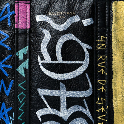 Balenciaga Agneau Arena Graffiti All Over XS Bazar Shopper Tote Black Multicolor 8 of 10