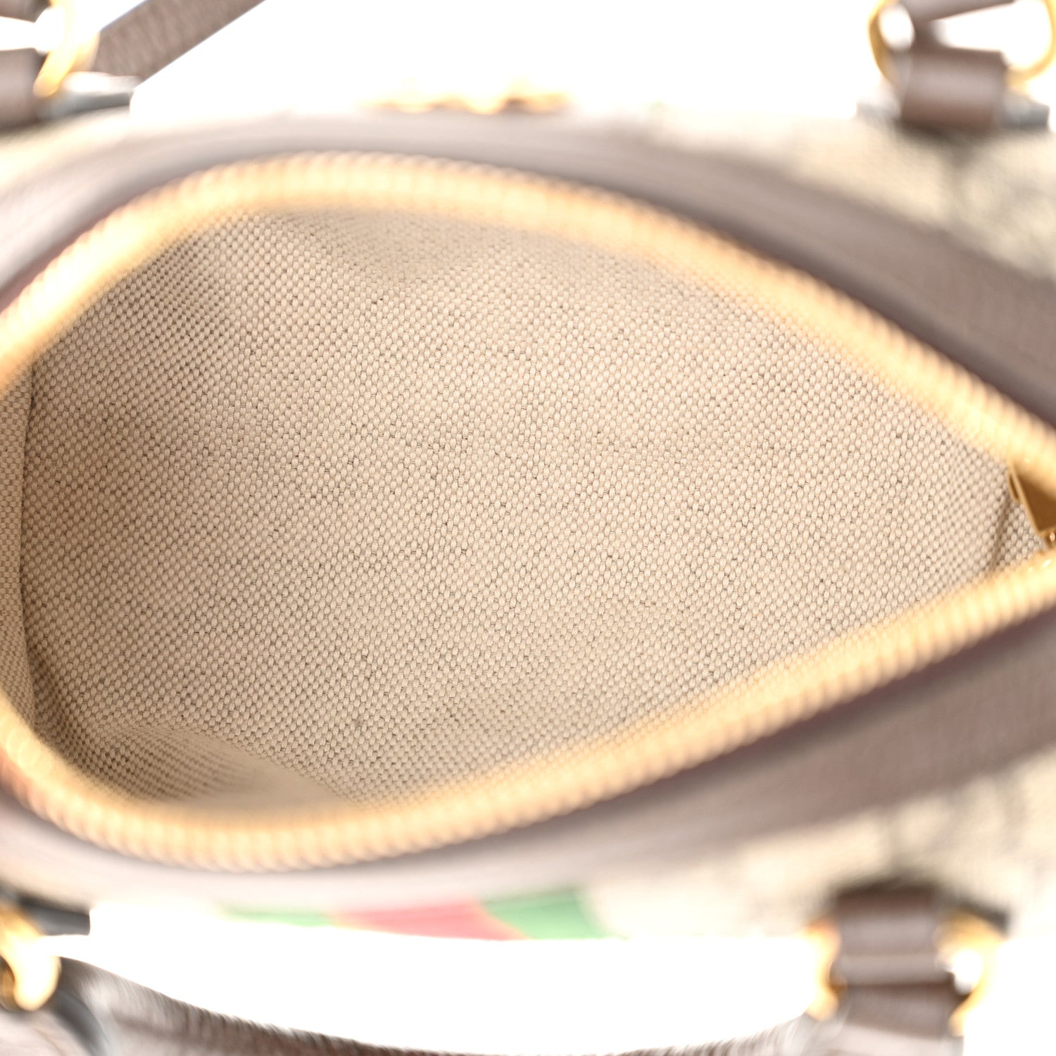 Gucci GG Supreme Monogram Textured Dollar Calfskin Web Super Mini Ophidia Top Handle Bowler Bag Beige Ebony New Acero 5 of 9