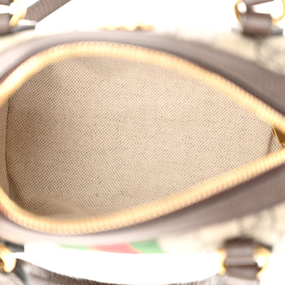 Gucci GG Supreme Monogram Textured Dollar Calfskin Web Super Mini Ophidia Top Handle Bowler Bag Beige Ebony New Acero 5 of 9