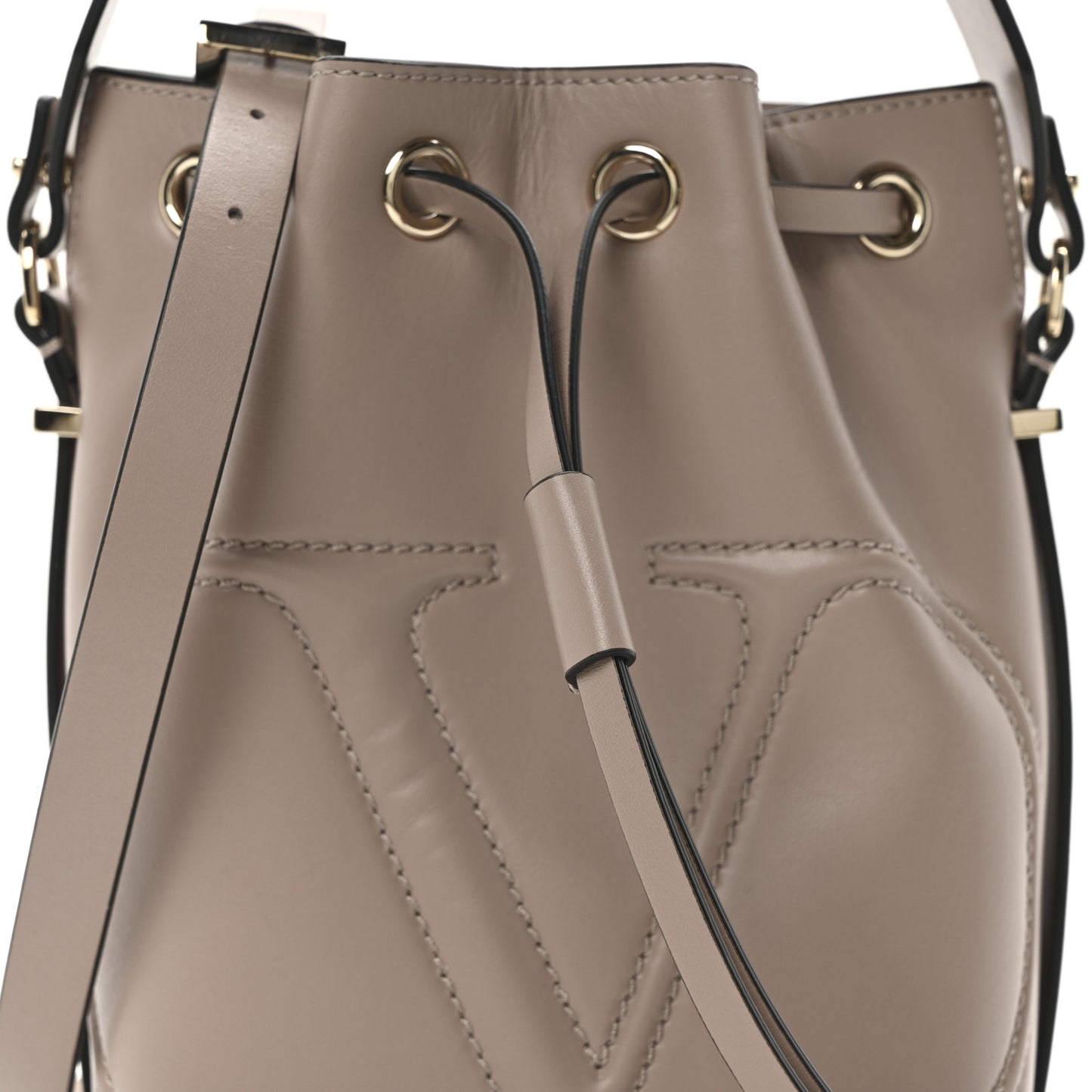 Calfskin Vlogo Walk Bucket Bag Poudre
