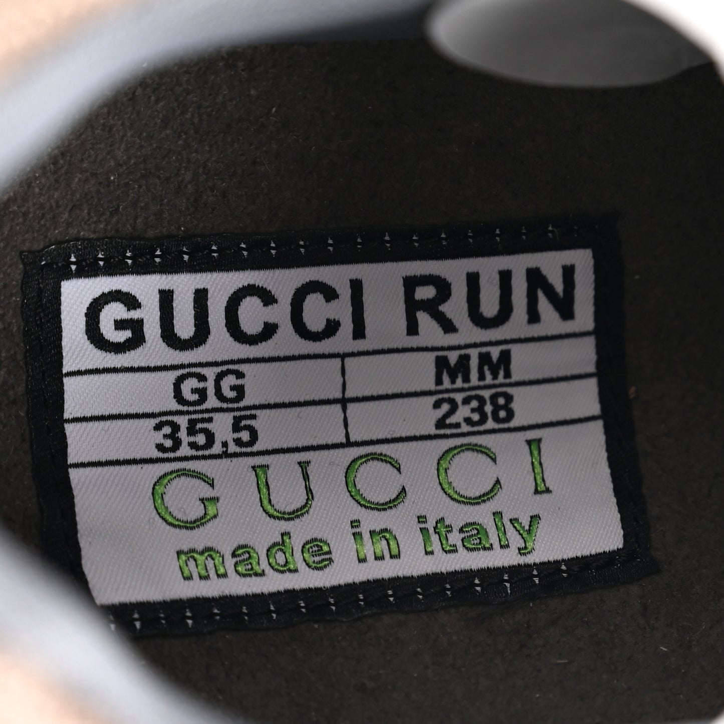 Technical Knit Fabric Suede Calfskin Mens Gucci Run Sneakers 35.5 Light Grey Brown