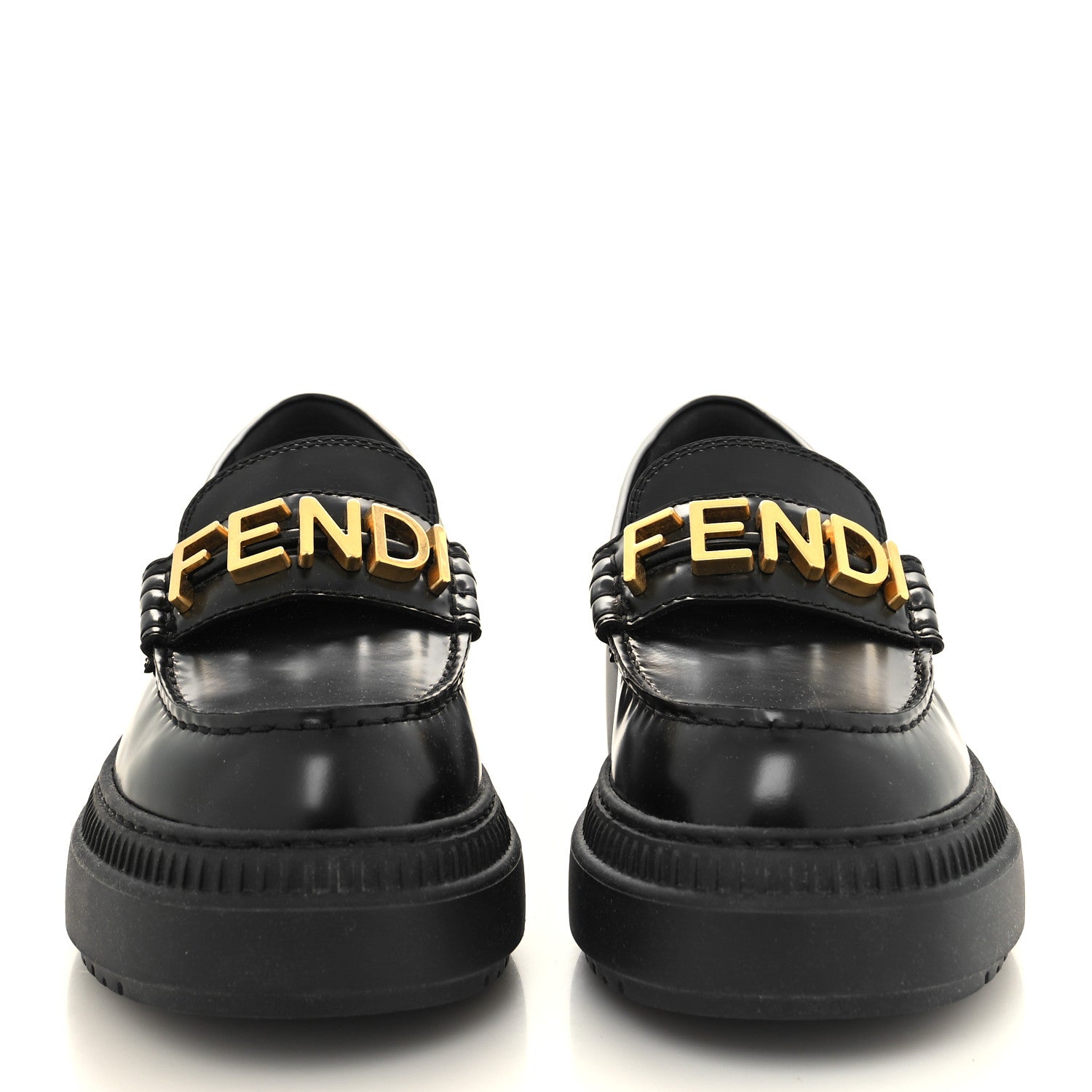 Fendi Vitello Abrasivato Fendigraphy 50mm Loafers 38 Black 2 of 8