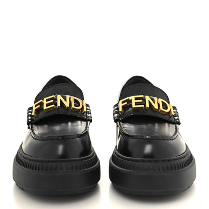 Fendi Vitello Abrasivato Fendigraphy 50mm Loafers 38 Black 2 of 8